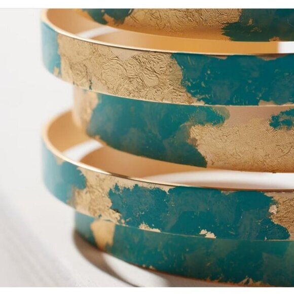 Chico's Turquoise and Gold Tone Modern Cuff Bracelet NEW $49 - Picture 2 of 3